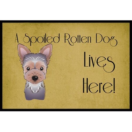 Carolines Treasures Carolines Treasures BB1480MAT Yorkie Puppy Spoiled Dog Lives Here Indoor & Outdoor Mat; 18 x 27 in. BB1480MAT